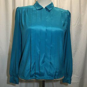 VTG Nicola Womens Secretary Blouse Shirt Green 12